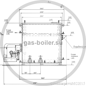 Чертеж водогрейного газового котла 1,8 МВт